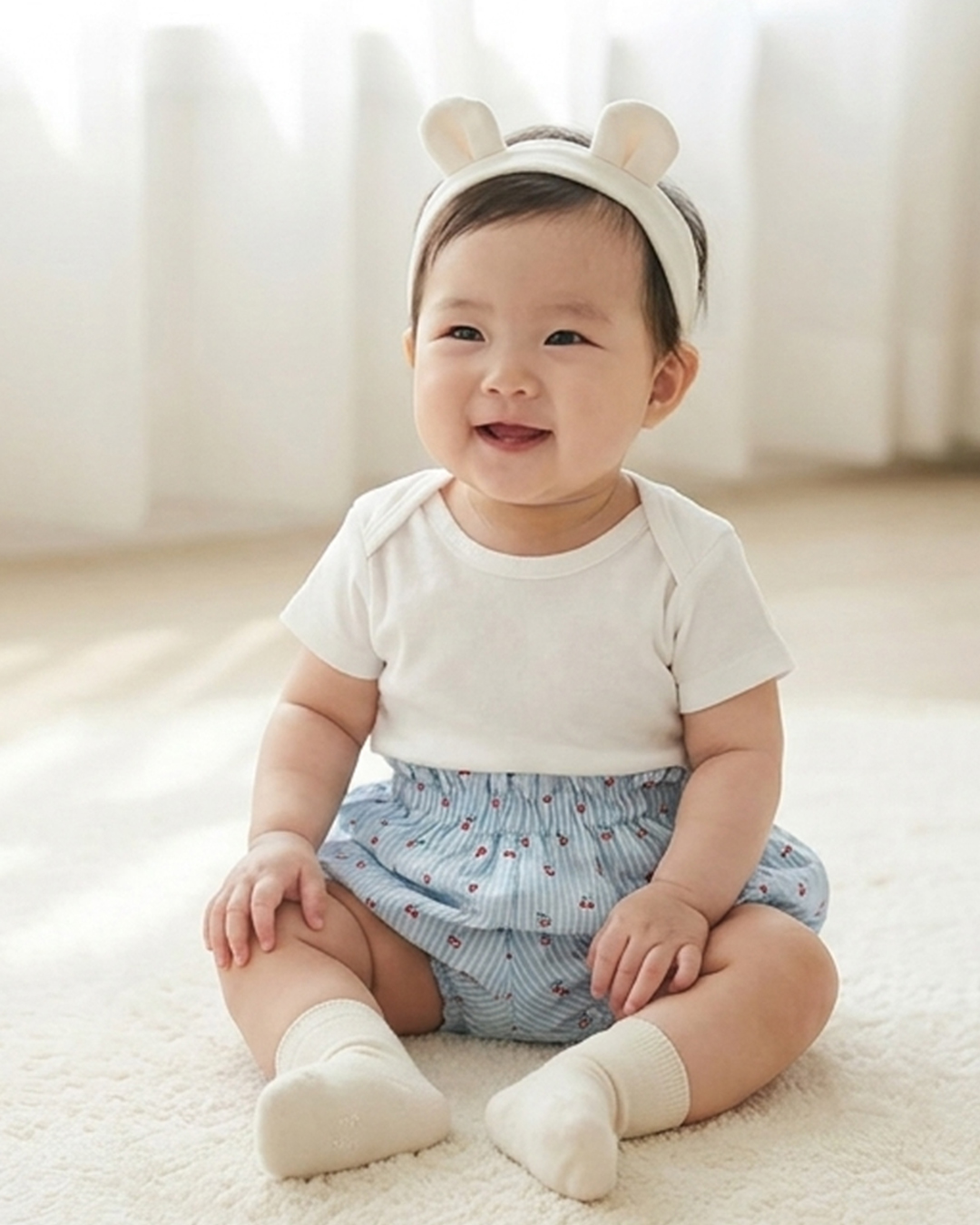 친구출산선물 코타지 체리체리 블루머 아기 신생아 호박바지 남아돌선물 - 상품 이미지