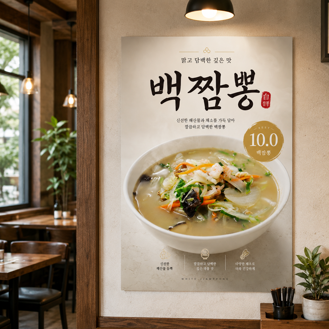백짬뽕 포스터 제작 메뉴 인쇄 디자인 식당 B 반광택 인화지 235g A3 - 상품 이미지