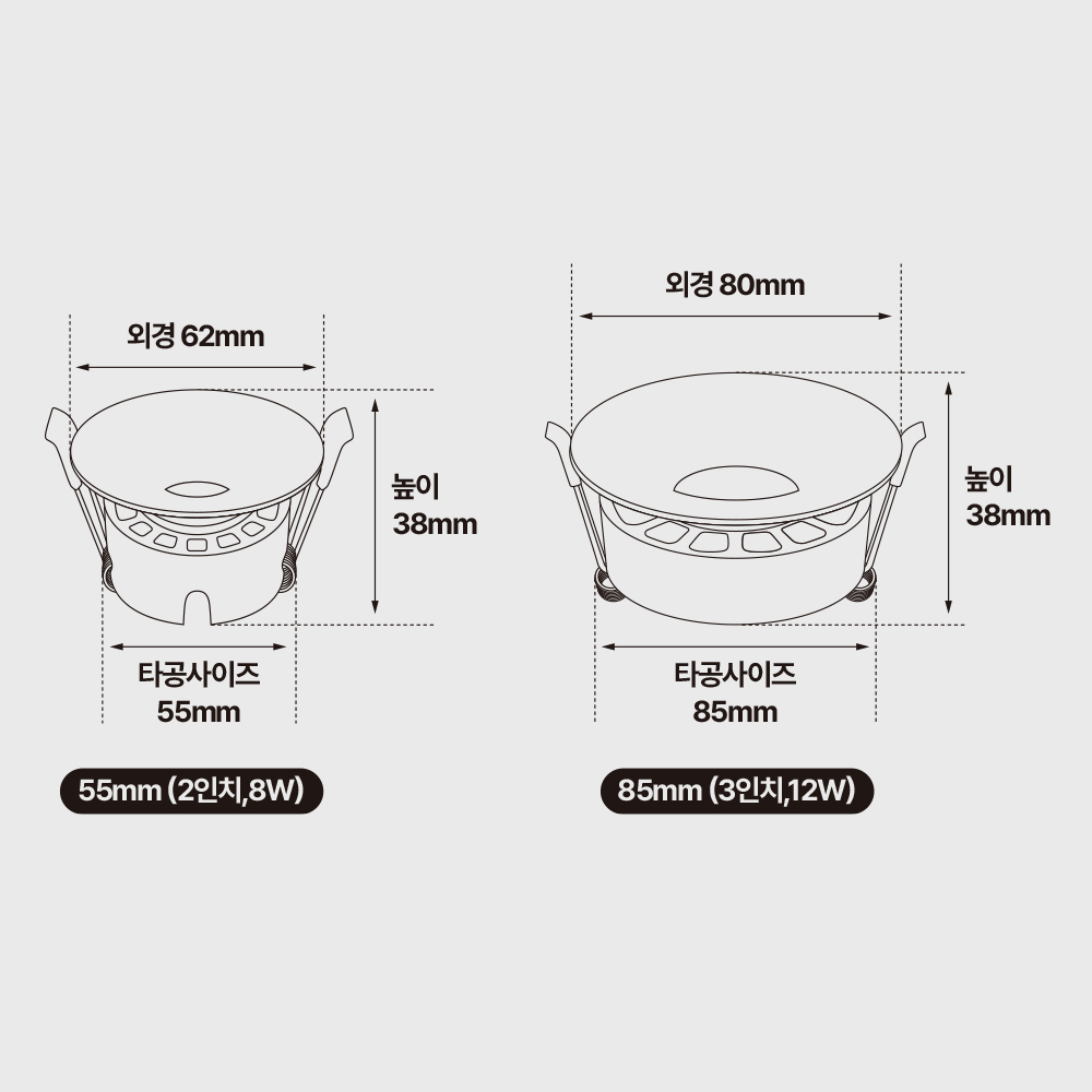 TS LED 호른 슬림 플러스 COB 55mm(2인치) 다운라이트 8W - 상세 이미지 5