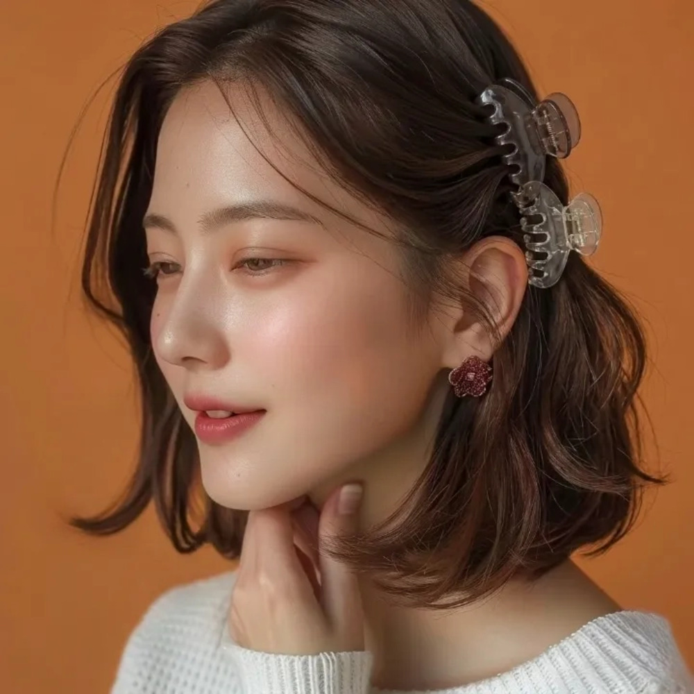 심플 투명 미니집게핀 옆머리헤어핀 깔끔한 반묶음머리핀 - 상품 이미지