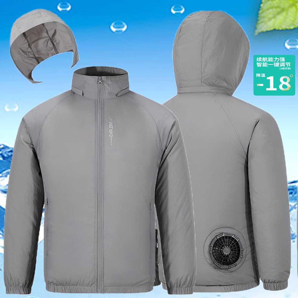 선풍기 작업복 냉풍복 에어 재킷 냉방 쿨링조끼 용접 그레이+팬 - 상세 이미지 3