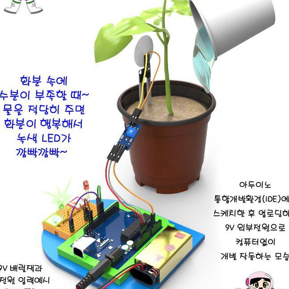 코딩교육용 토양수분센서 LED수분경보기 일반형 아두이노보드별도 - 상세 이미지 3