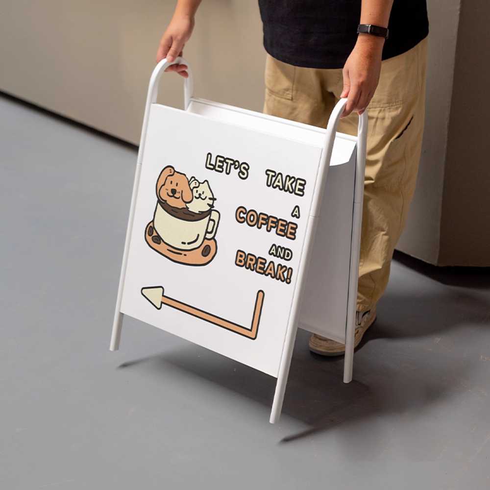 양면 카페 입간판 철제배너 매장 광고보드 포스터 70x50cm 화이트 - 상세 이미지 3