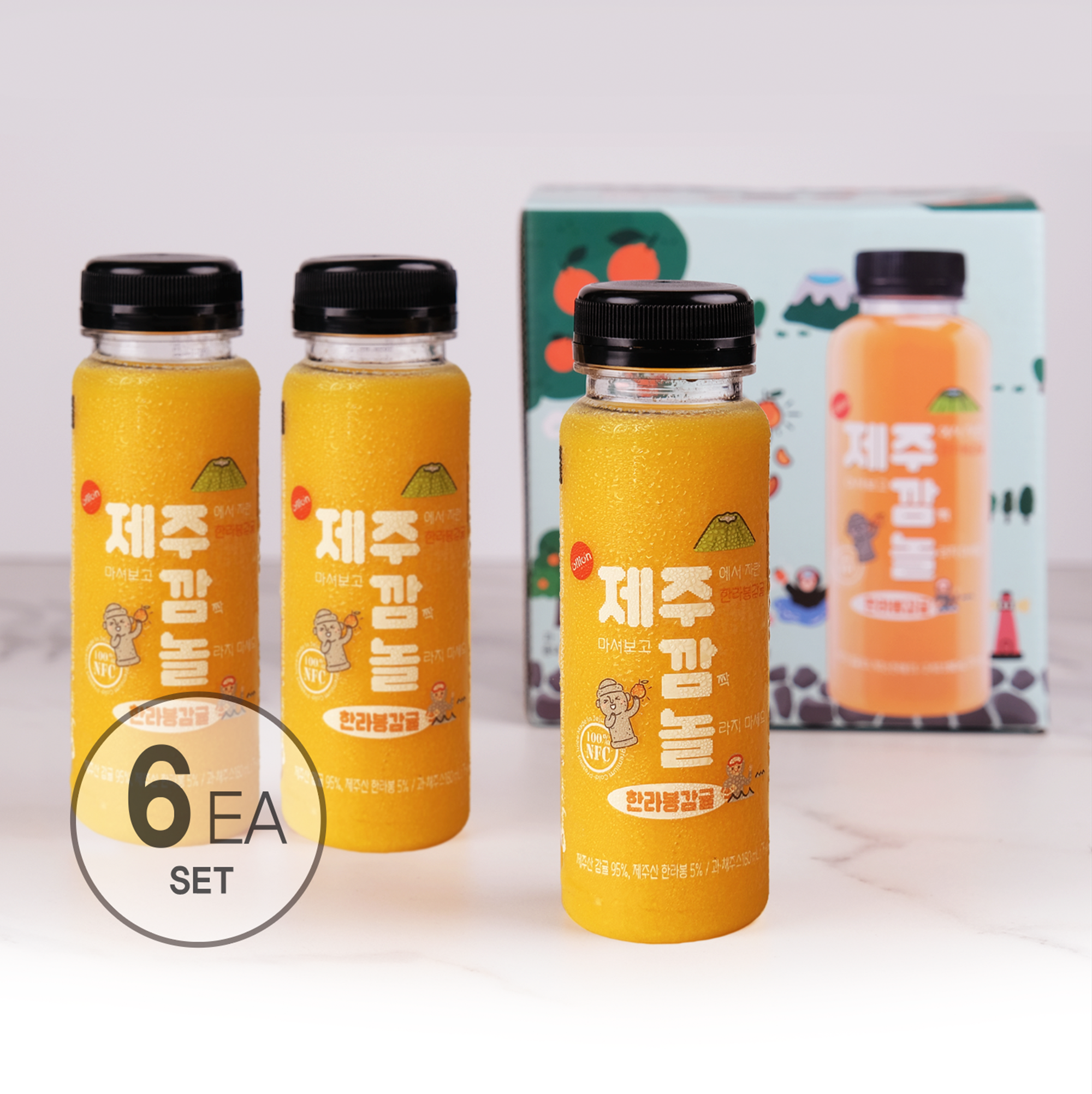 올리온 제주깜놀 100% 한라봉 감귤쥬스 180ml 6개 (1box) - 상품 이미지