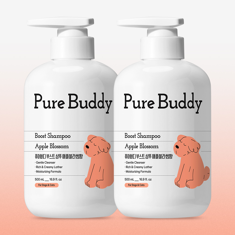 [고양이의 날] 퓨어버디 강아지 부스트 샴푸 애플블라썸향 500ml, 2개 - 상품 이미지