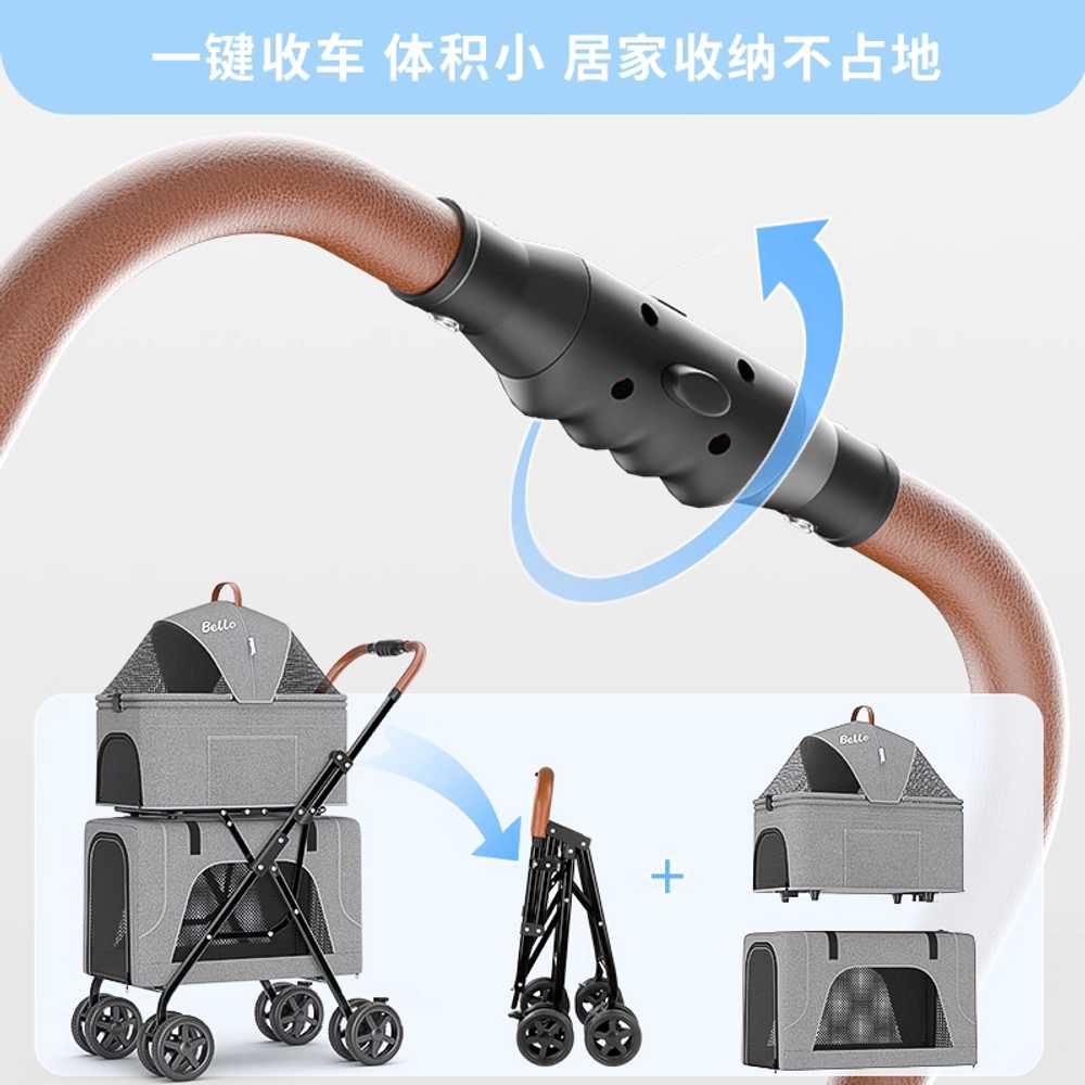 대형견 웨건 개모차 외출 산책 올인원 펫 강아지 카트 그린 - 상세 이미지 3