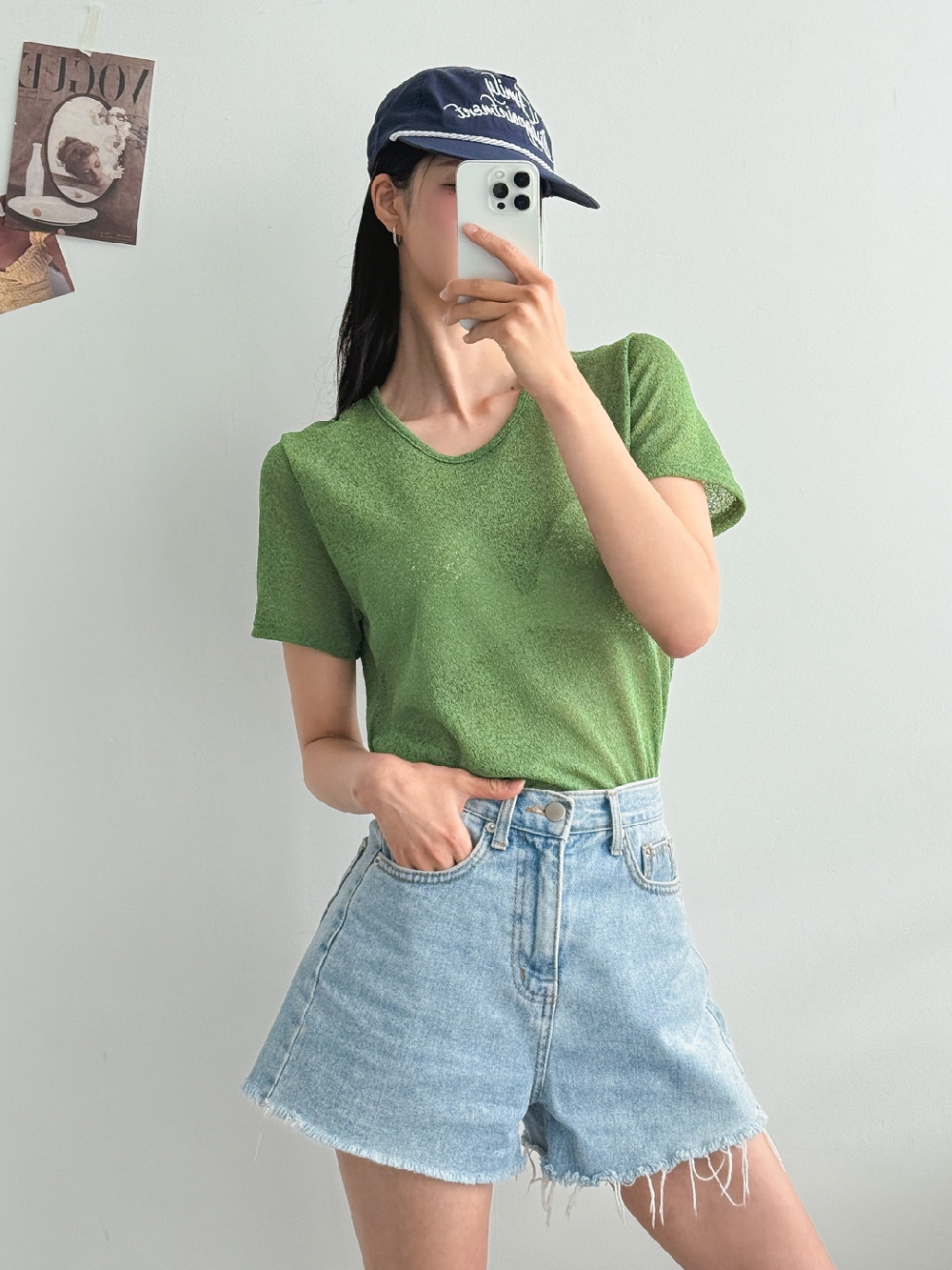 시스루티셔츠 유넥티 여성반팔티 얇은 반팔 티셔츠 - 상세 이미지 4