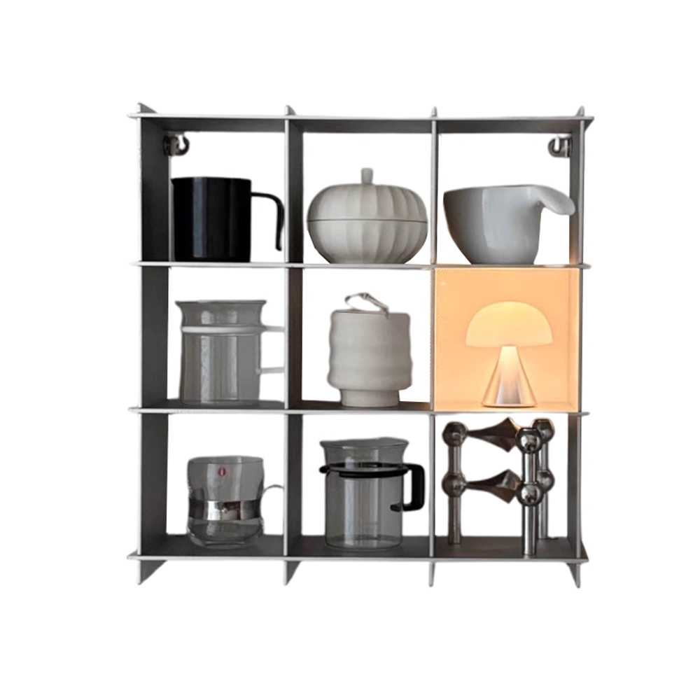 컵 선반 카페 거치대 수납 스텐 그릇 랙 진열장 정리 3x3칸/벽걸이형 - 상세 이미지 2