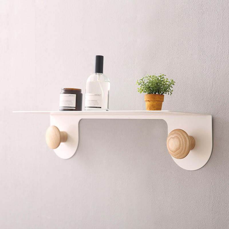 애쉬 벽걸이 훅 벽선반 거실 펜트리 멀티 수납선반 원목 철제 인테리어 블랙, 1개 - 상세 이미지 4