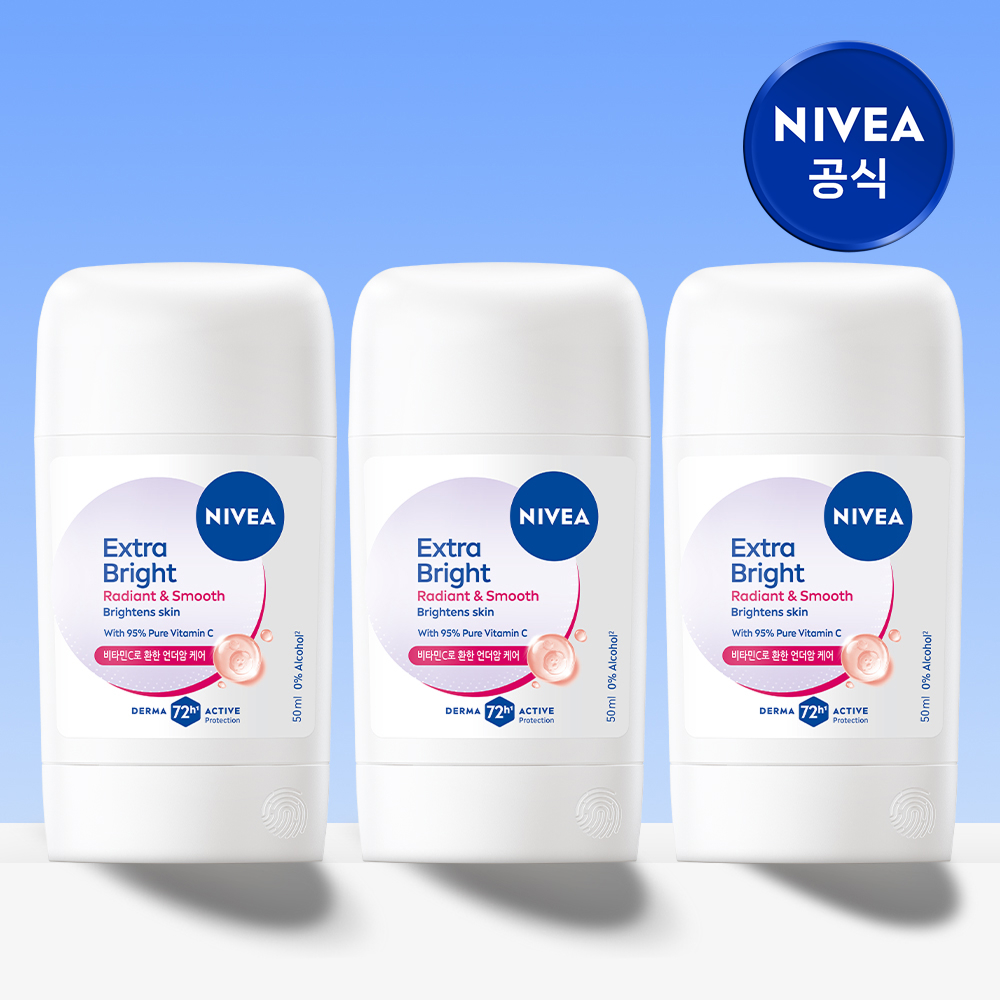 니베아 데오드란트 스틱 엑스트라 브라이트 50ml, 3개 - 상품 이미지