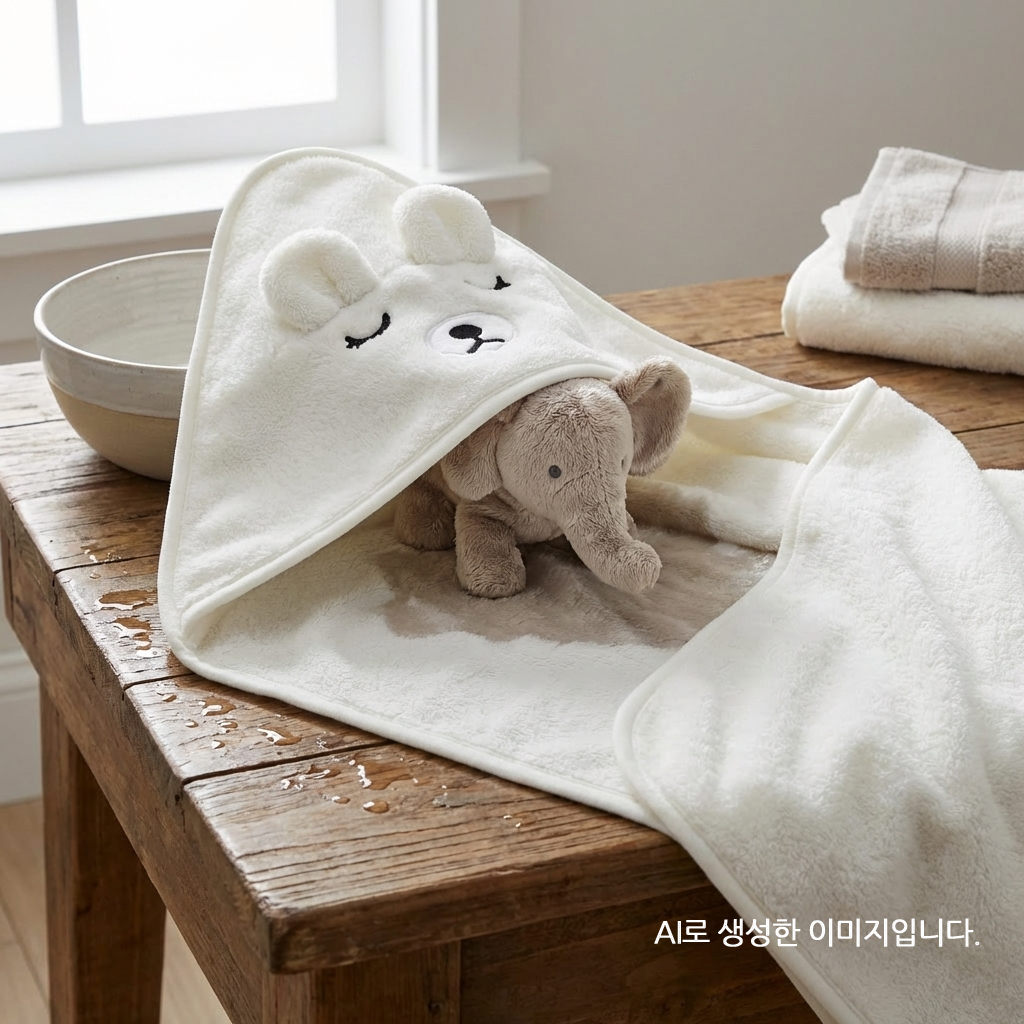 리틀그립 목욕타올 샤워가운 북극곰과 토끼 그레이 화이트 2종 세트 - 상세 이미지 2