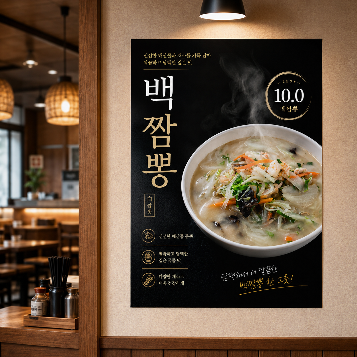 백짬뽕 포스터 제작 메뉴 인쇄 디자인 식당 A 반광택 인화지 235g A3 - 상품 이미지