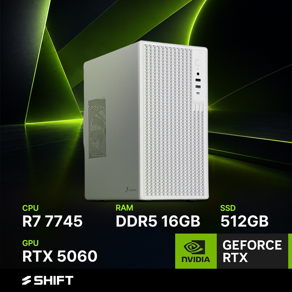 주연테크 시프트 굿워크 AMD 라이젠7 7745 RTX 5060 DDR5 16G NVMe 512G 게이밍 컴퓨터 D174556-16G512G 화이트 - 상품 이미지