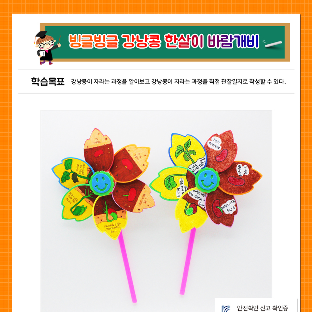 DIY만들기과학체험활동 초등과학실험초등저학년강낭콩한살이바람개비 식물성장과정방과후수업강낭콩바람개비 - 상세 이미지 2