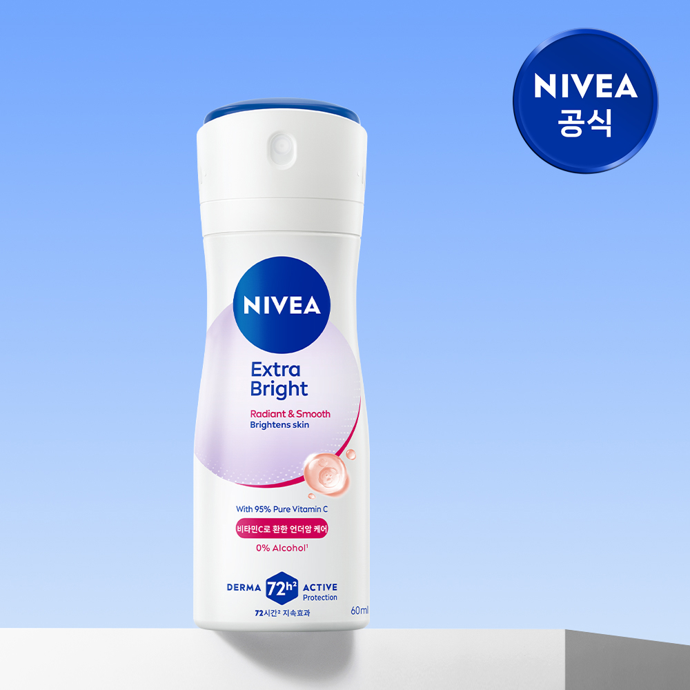 니베아 데오드란트 스프레이 엑스트라 브라이트 60ml, 1개 - 상품 이미지