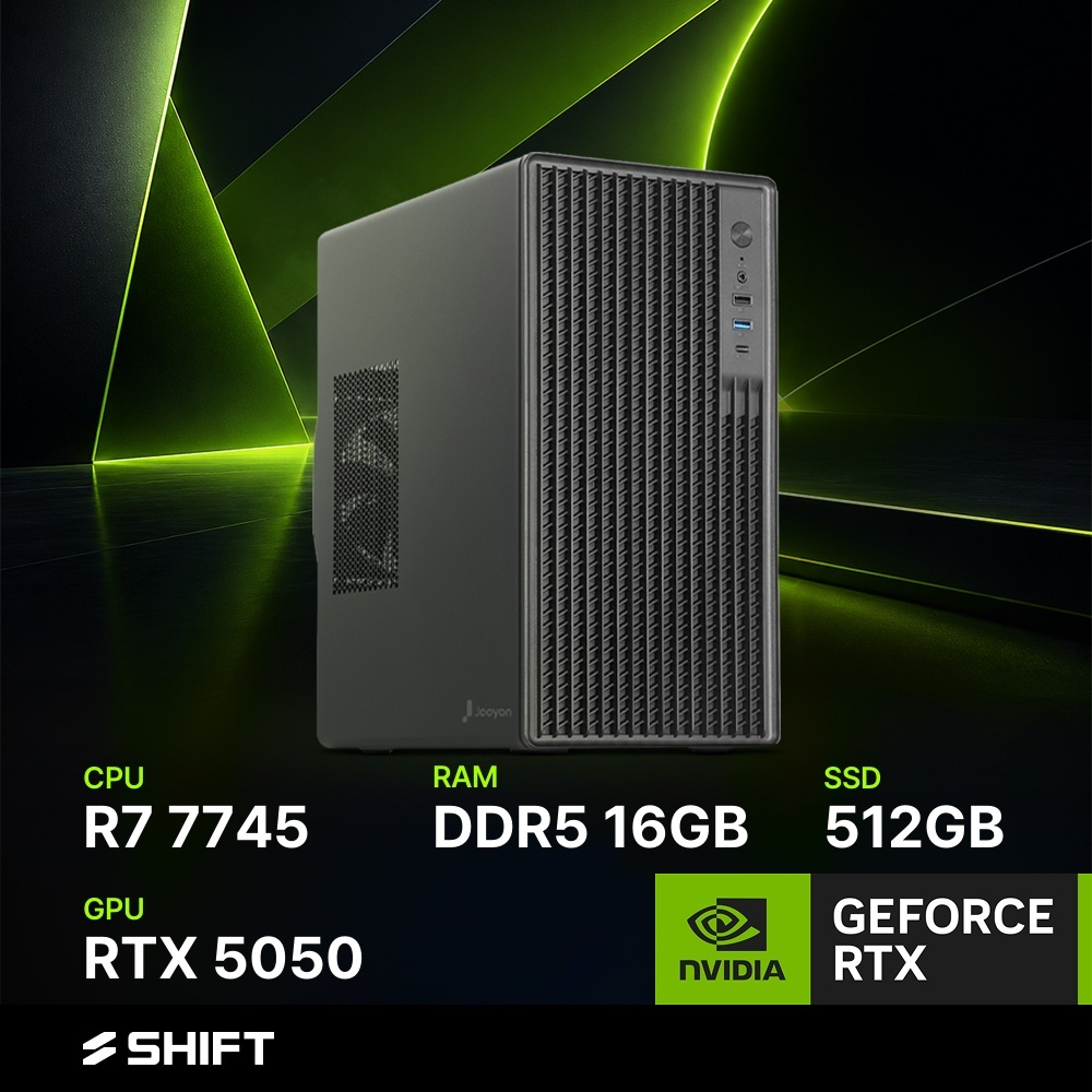 주연테크 시프트 굿워크 AMD 라이젠7 7745 RTX 5050 DDR5 16G NVMe 512G 게이밍 컴퓨터 D174555-16G512G 블랙 - 상품 이미지