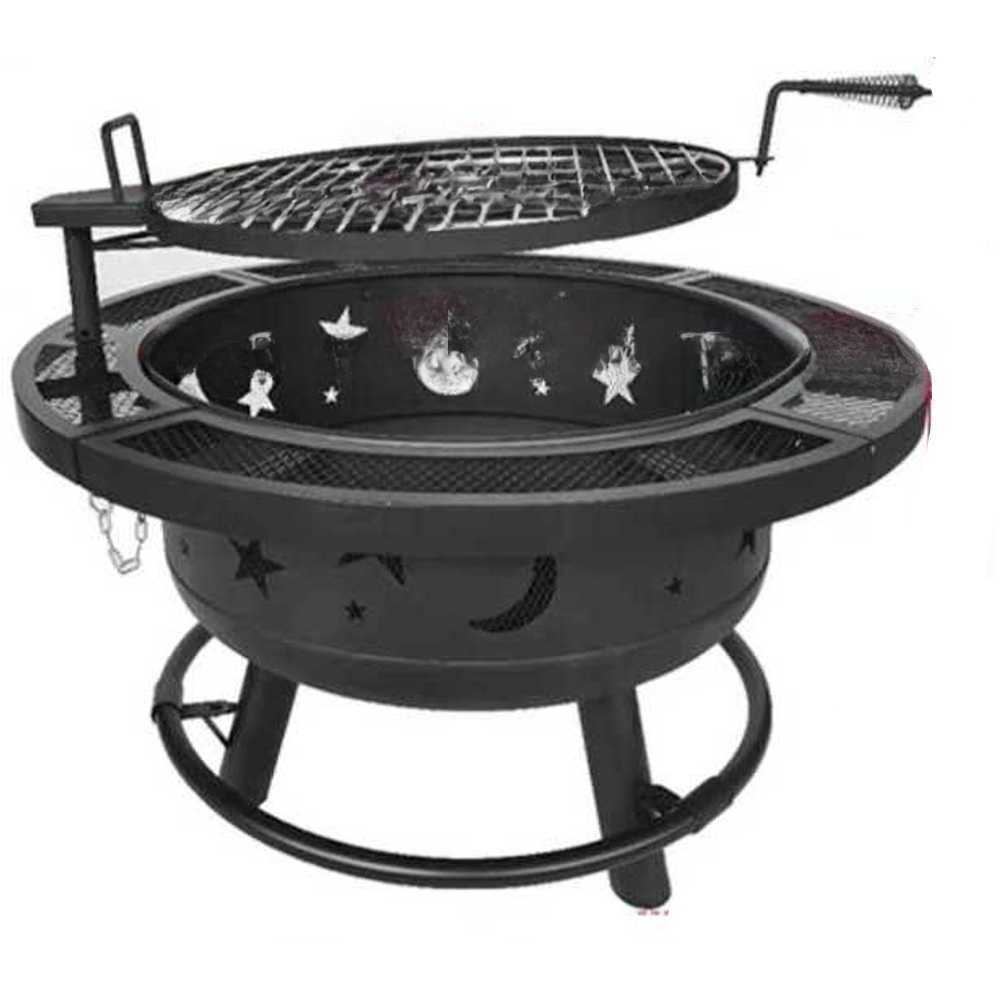 숯불바베큐그릴 원형 펜션 야외 화로대 캠핑용 장작 81cm - 상품 이미지