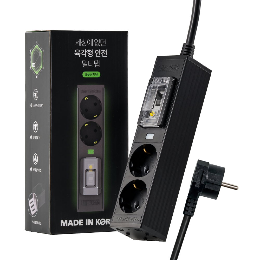 네이버 알루바프로 고용량 멀티탭 알루바프로 국산 고용량 멀티탭 누전차단 에어컨 전용 알루미늄 블랙 2구 1.5m