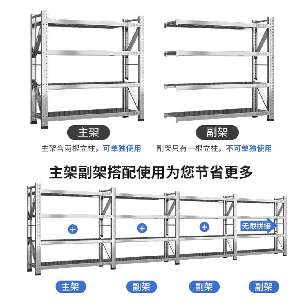 스테인레스 선반 보관 철제 다층 정리 다용도 정리대 1000x400x2000 550kg 4단 - 상세 이미지 5