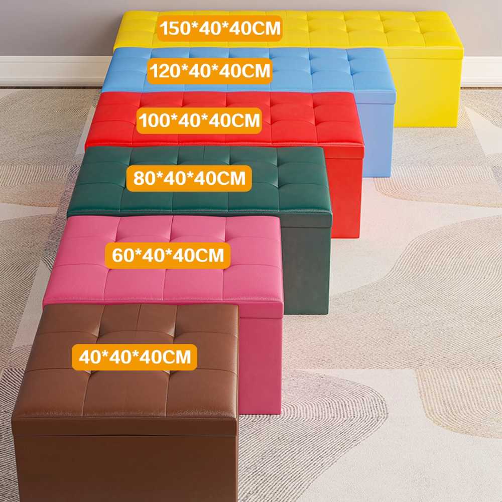 벤치 수납의자 쇼파 현관 수납용 의류매장 가게 뚜껑 90x40cm - 오렌지 - 상세 이미지 3