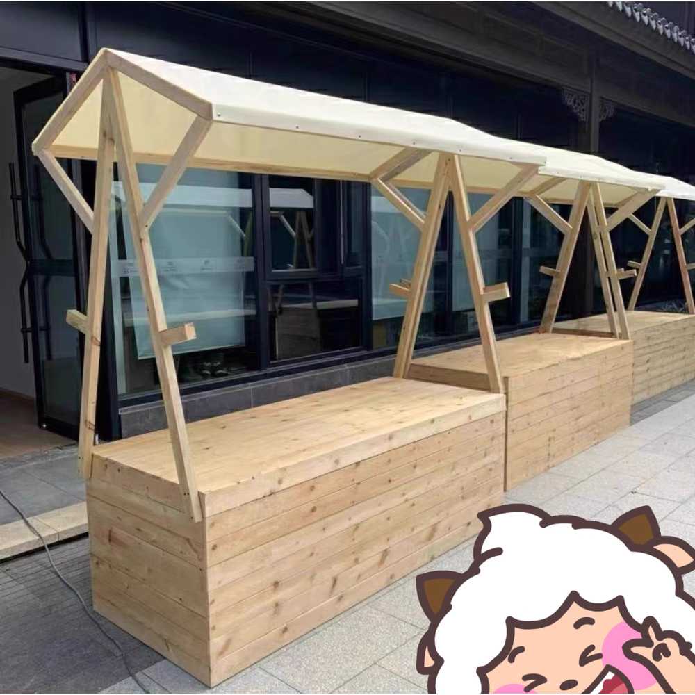 플리마켓 가판대 진열 전시회 야외 야시장 접이식 60X150X200 노란색 흰색 - 상세 이미지 3