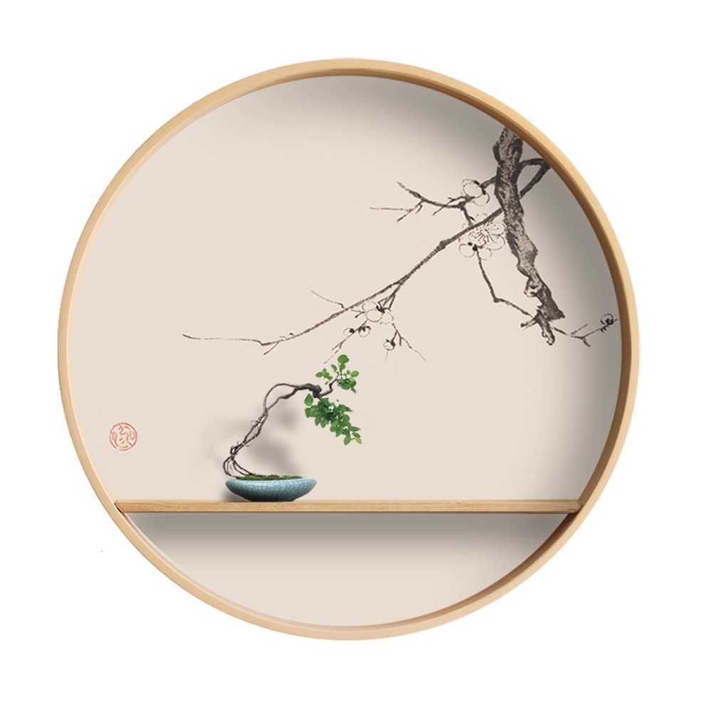 수묵화 액자 액자 거실 벽걸이 원형 인테리어 그림 분장홍행 50x50 이미지 6