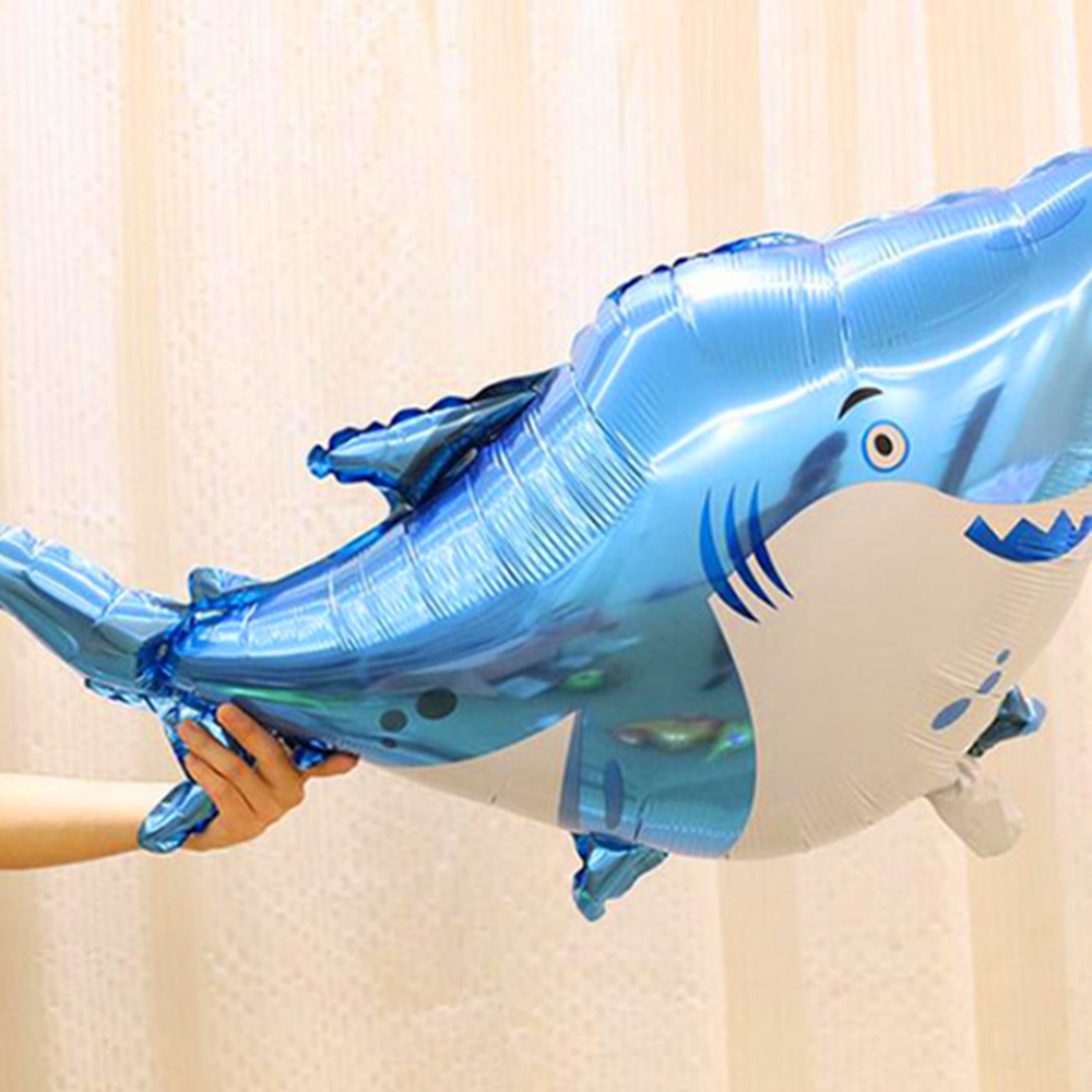 상어캐릭터생일파티헬륨풍선 빅사이즈이벤트데코은박풍선 해양생물데코용품 95x55cm - 상세 이미지 2