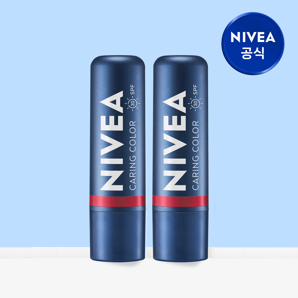 니베아 케어 & 컬러 립밤 4.8g 딥 레드, 2개 - 상품 이미지