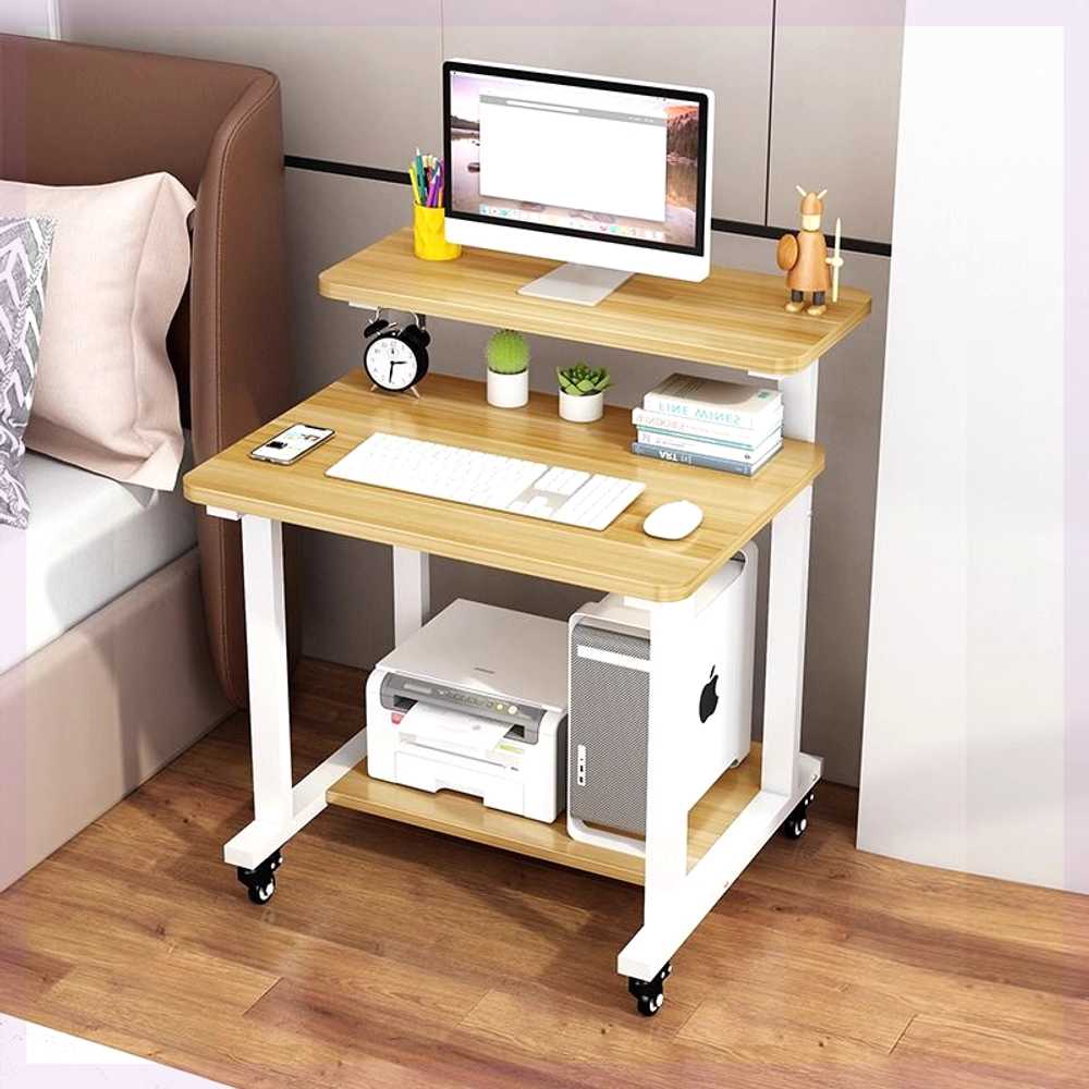 이동식 PC책상 사무용 컴퓨터 고정 공간활용 테이블 60cm 화이트 + 블랙 상판 - 상세 이미지 3