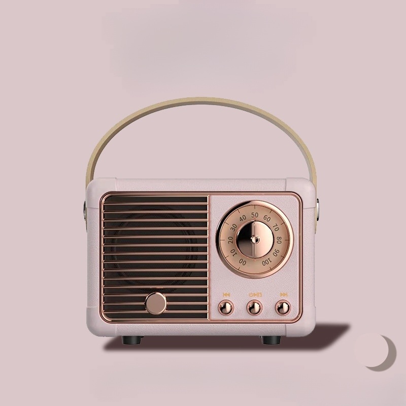 블루투스 스피커 서브우퍼 무선 고음질 휴대용 손잡이 레트로 감성 미니  모란디 핑크 - 상품 이미지