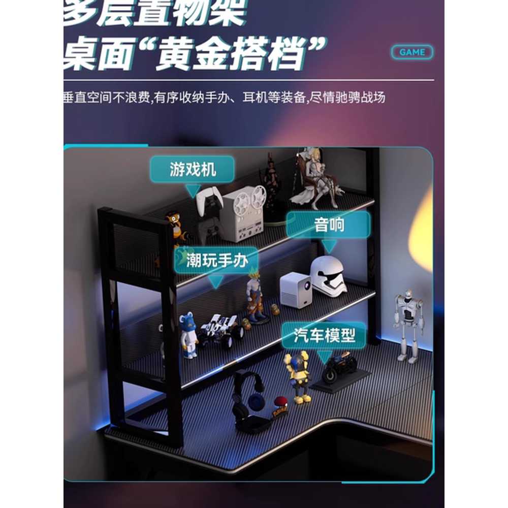L형 코너책상 학생 모서리 구석 대형 게이밍 컴퓨터 160x100 (브라운 80cm 선반) - 상세 이미지 3