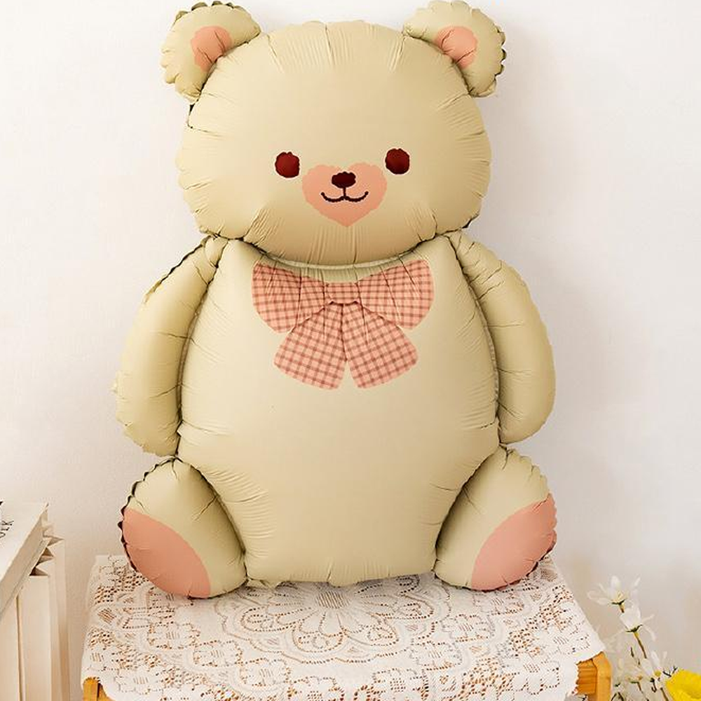 매트컬러 무광곰돌이은박풍선 체크리본곰인형풍선 대형 90cm 2컬러 - 상세 이미지 3