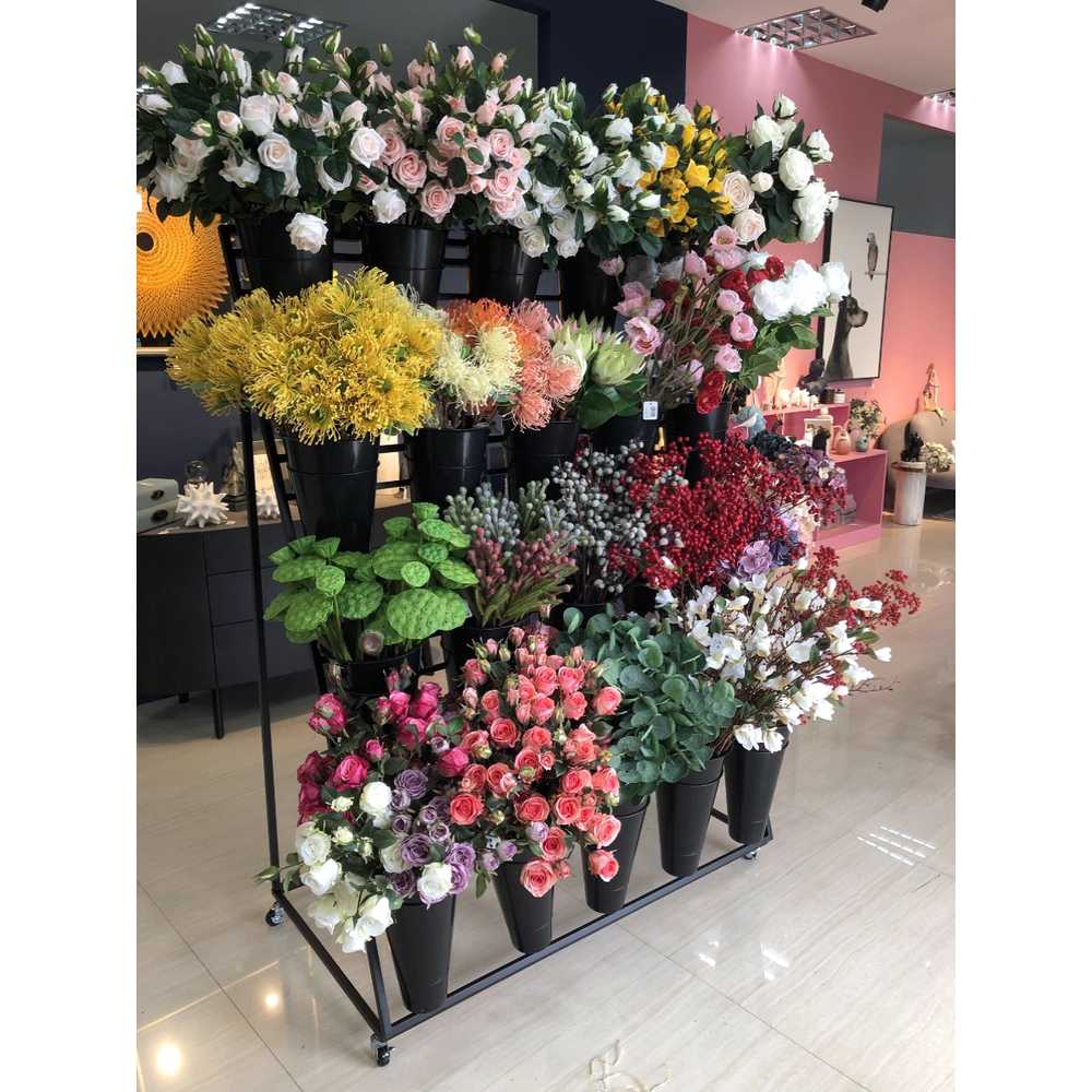 꽃집 진열대 꽃다발 계단형 화분대 플라워랙 거치대 흰색 3겹 3개 - 상세 이미지 2