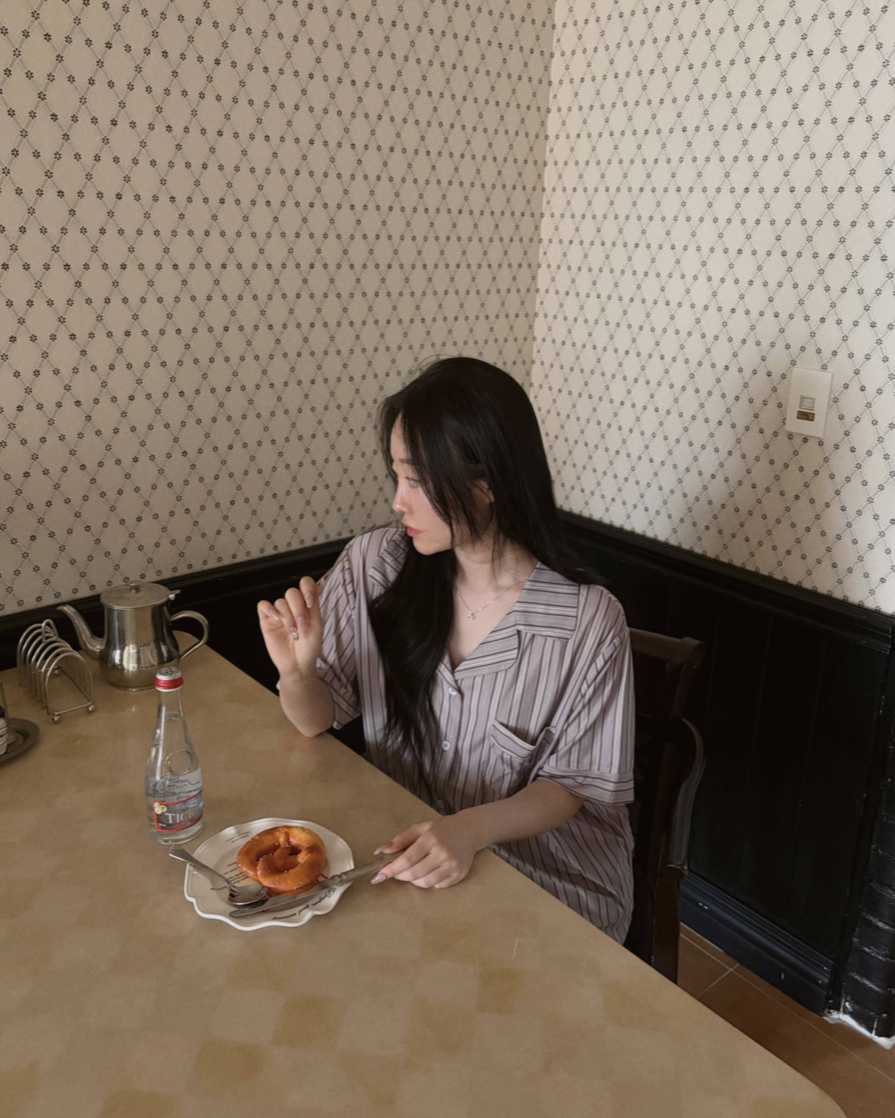 치즈 웨일즈 3피스 쿨링 잠옷 세트 커플 반팔 긴바지 파자마 상품 이미지
