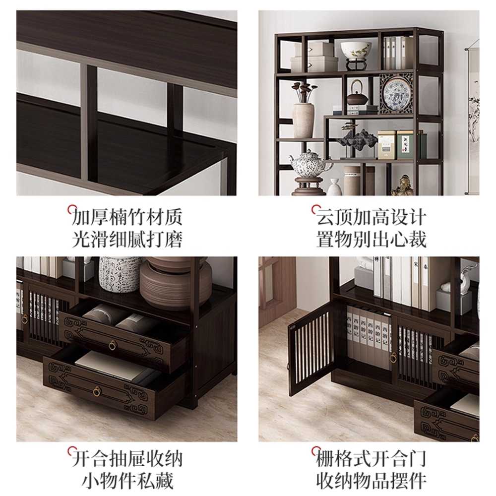 골동품 원목 선반장 나무 코너 진열장 목재 술병 수집 월넛 80cm 7단 심플 이미지 6