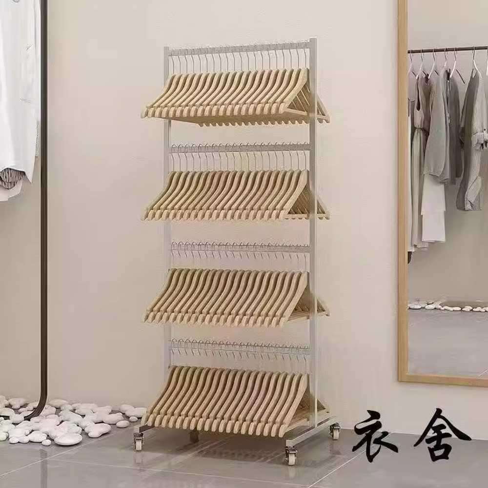 의류 보관 행거 옷가게 양복행거 튼튼한 수트 옷행거 50x40x115 4겹 무광블랙 풀리 - 상세 이미지 3