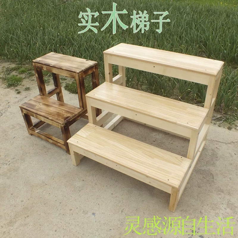 나무 계단 방부목 디딤대 현관 발판 단차 경사로 스텝 미도장 40x40x30 2겹 - 상세 이미지 3