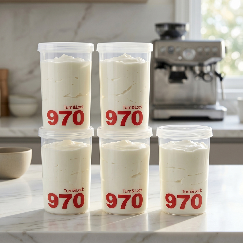 투명 그릭 요거트통 원형 소분용기 원통 970ml, 5개 - 상품 이미지