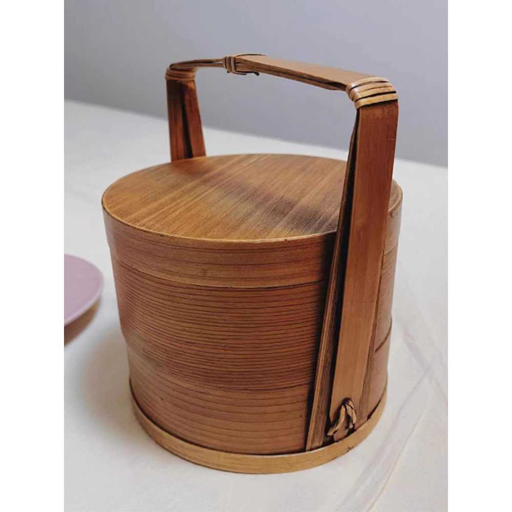 대나무 도시락통 피크닉 찬합 피크닉박스 오니기리 브라운 15cm - 상세 이미지 5