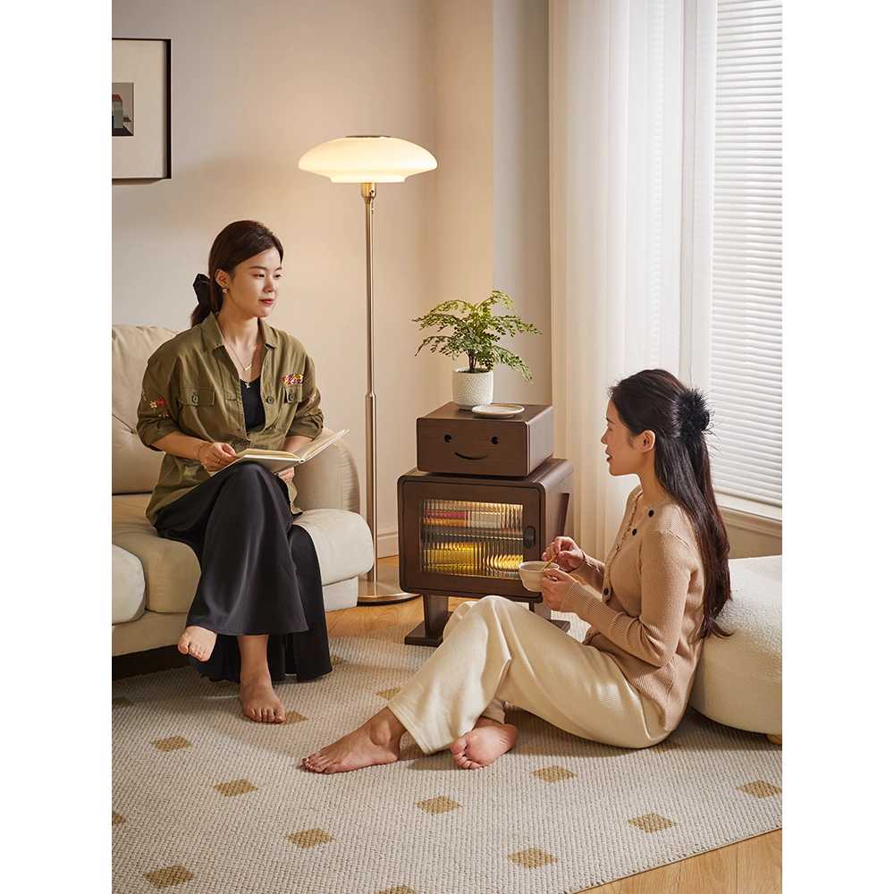 로봇 수납장 벽 옷 보관함 2단 다기능 수납장 협탁 호두 - 상세 이미지 3