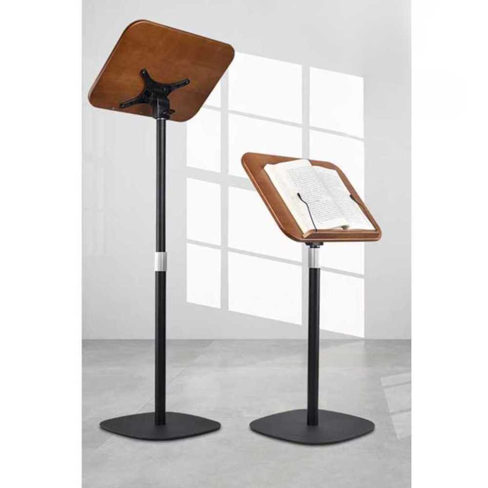 스탠딩 독서대 각도 북스토퍼 발표대 높낮이독서대 월넛 3단 30-70cm - 상품 이미지
