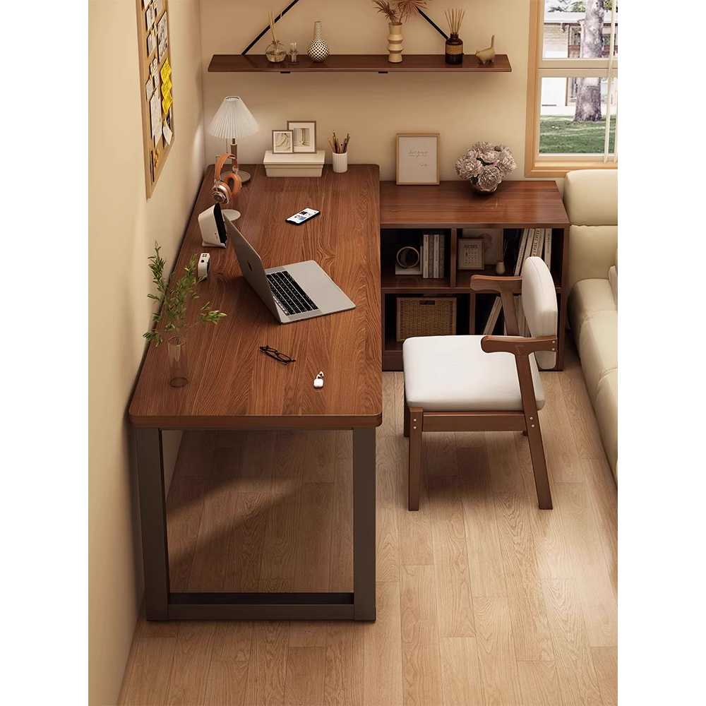 원목 기역자 책상 모서리 코너 학생 테이블 우드 폭 화이트 100x80cm - 상세 이미지 2