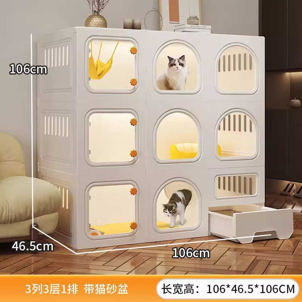 고양이 격리장 반려묘 입원장 휠 케이지 사각 대형 2단 70x35x70 - 상세 이미지 2
