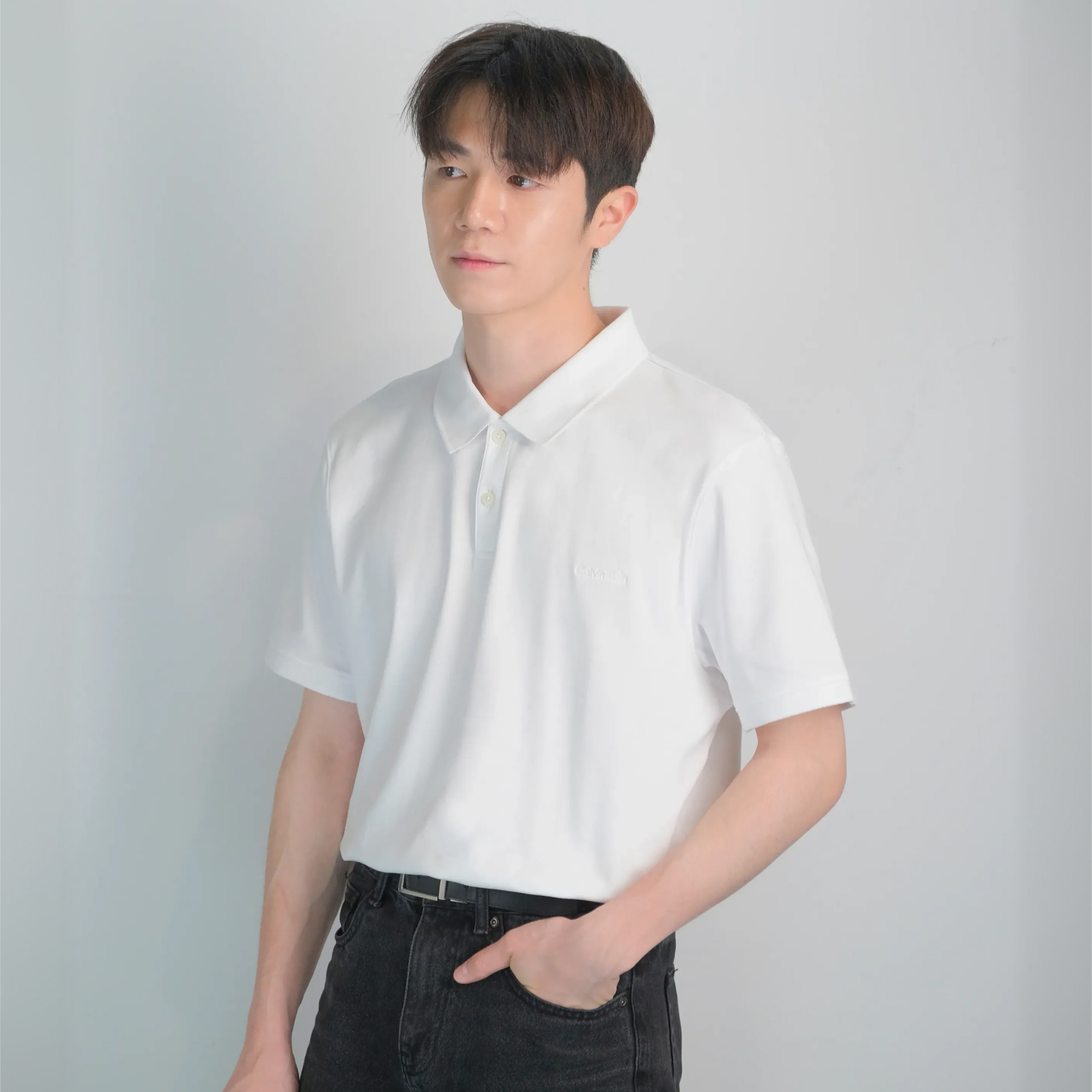 캘빈클라인 리퀴드 터치 폴로 티셔츠 화이트, S - 상세 이미지 3