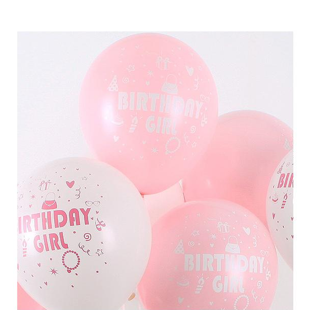 핑크레터링 벌스데이걸 여아생일파티풍선 화이트핑크 6p 아기생일상데코 - 상세 이미지 4