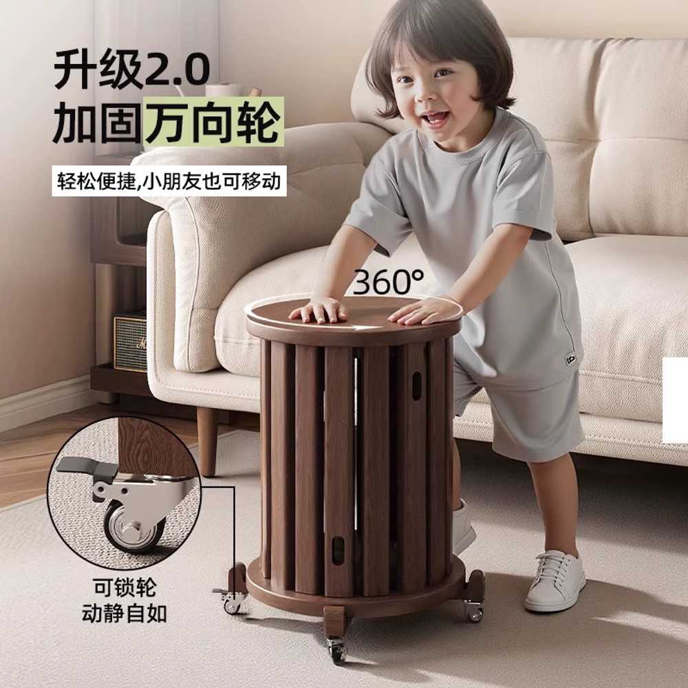 목재 원형 스툴 나무 고재 우드 의자 보조 미니 체어 호두나무 - 상세 이미지 3