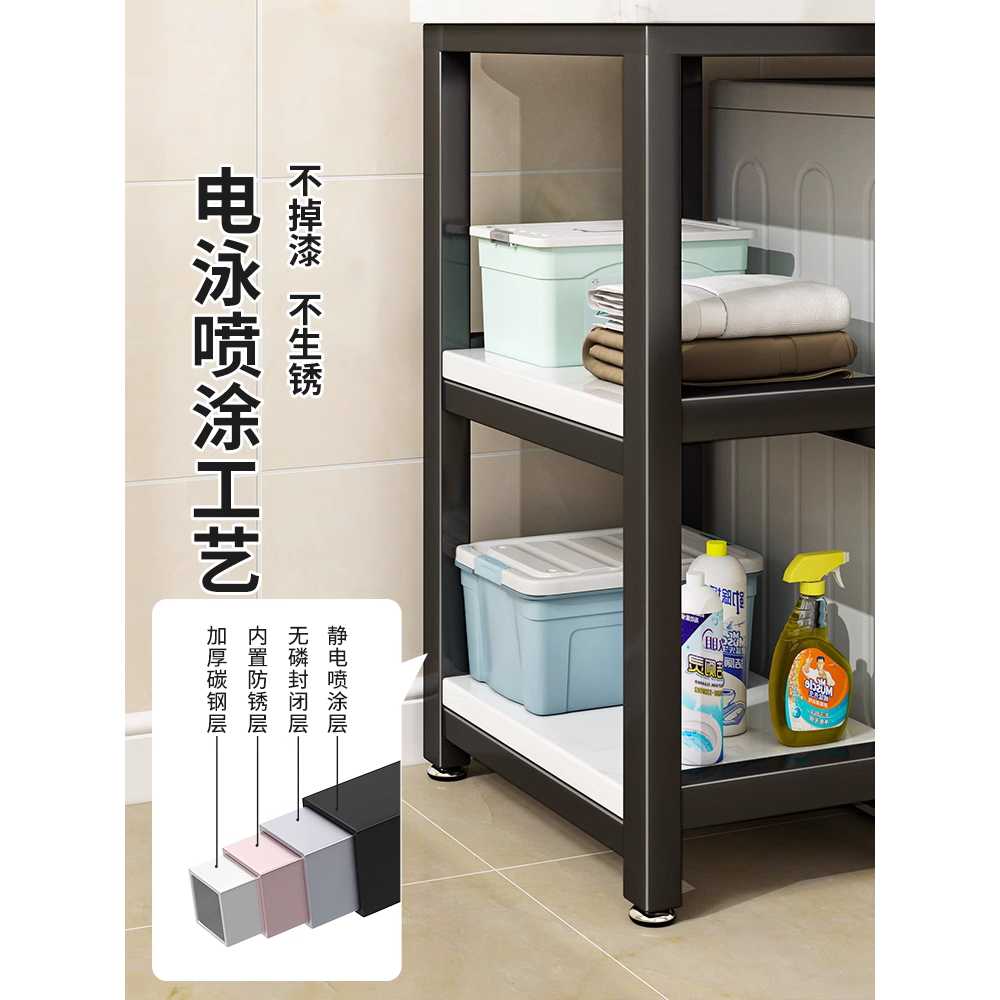 미니 건조기 선반 세탁기선반 뒷베란다 정리 스탠다드 70x60x95 원목색 + 흰색 프레임 이미지 6