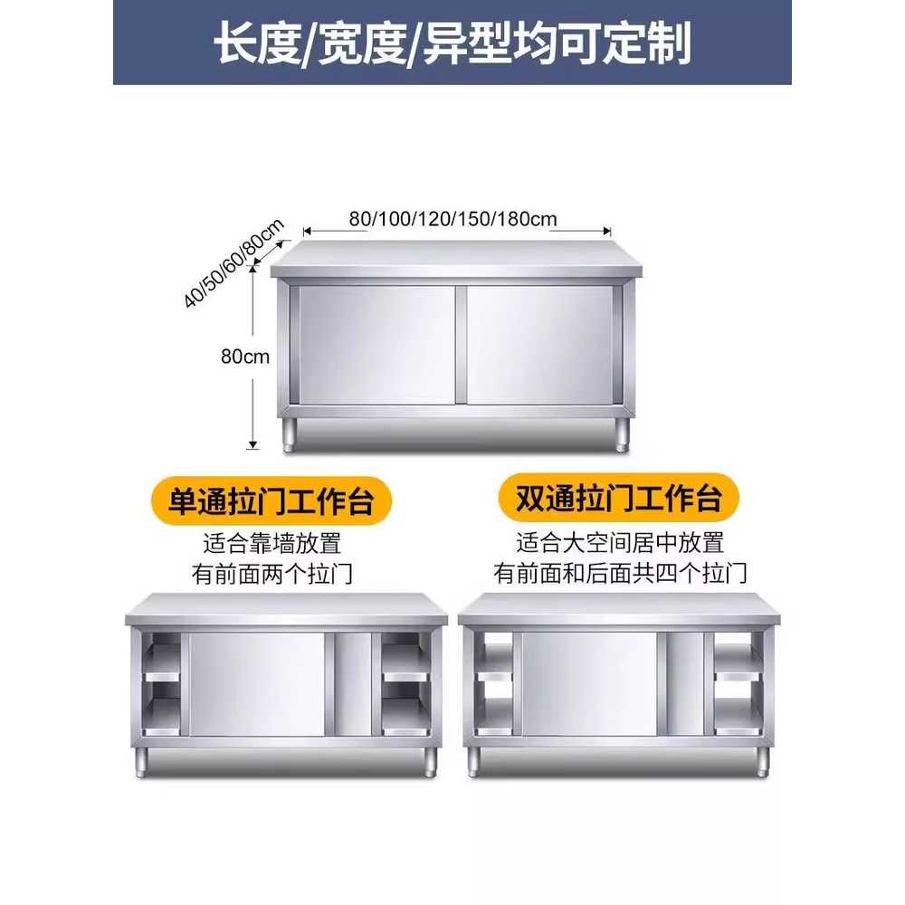 스테인레스 수납장 슬라이드 벽장 주방 조리대 식당 80x40x80cm - 상세 이미지 5