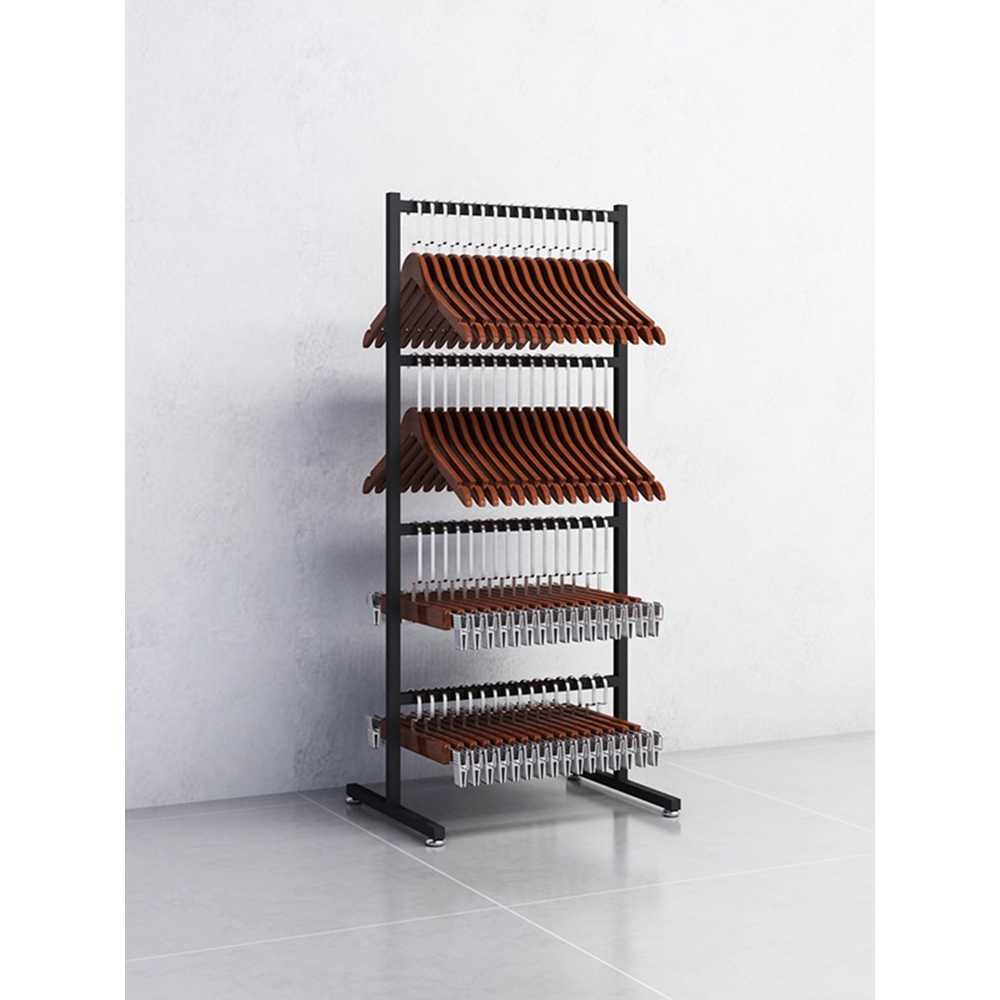 옷걸이 수납 행거 바퀴 시스템 옷장 스텐 드레스룸 긴 검정 50x110cm - 상세 이미지 4