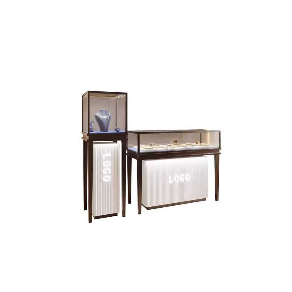 주얼리 쇼케이스 반지 전시장 풋 진열대 액세서리 금 45x45x140 블랙/골드/화이트 - 상세 이미지 2